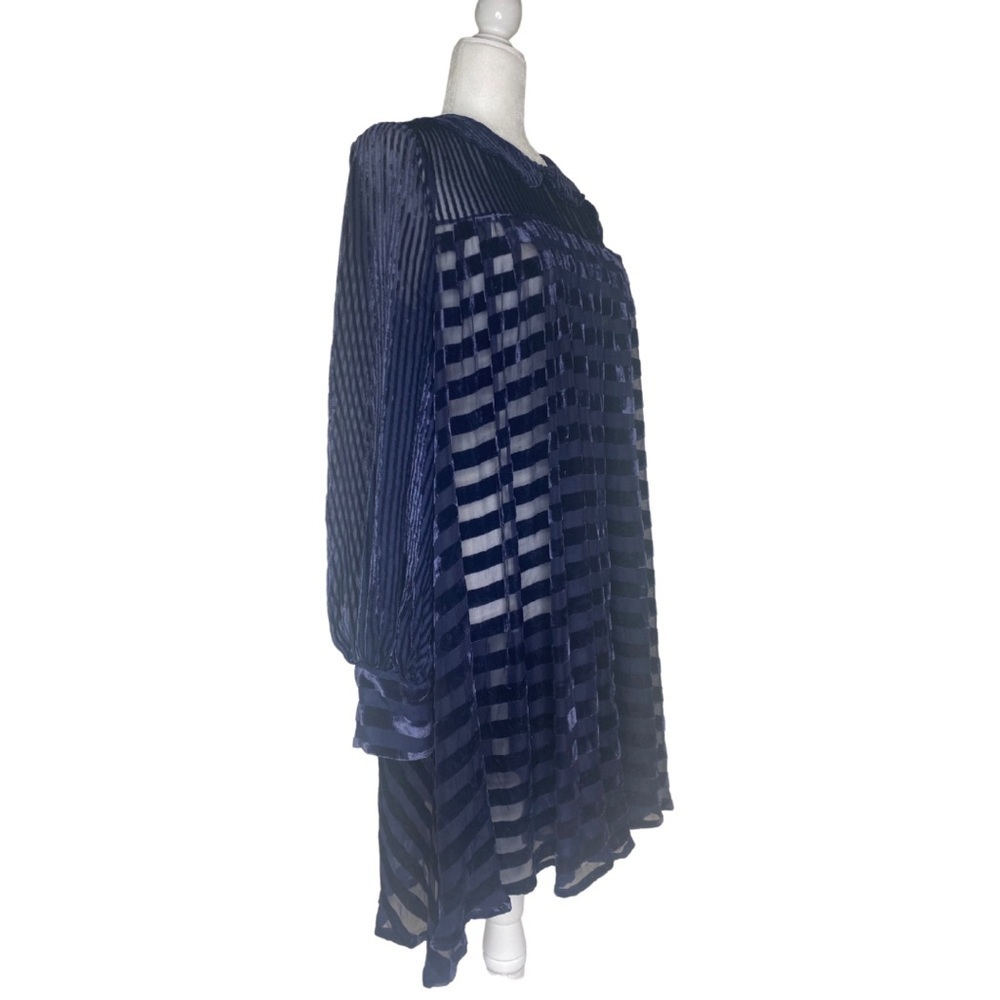 ASOS Sheer Velvet Midnight Blue Babydoll Dress Sz 10 - Picture 4 of 11